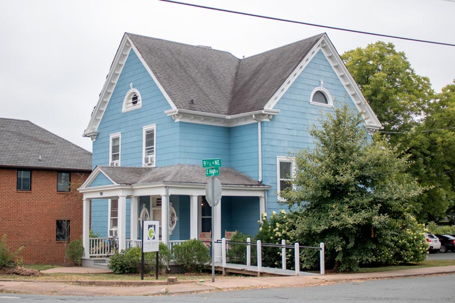 Charlottesville office, light blue house  